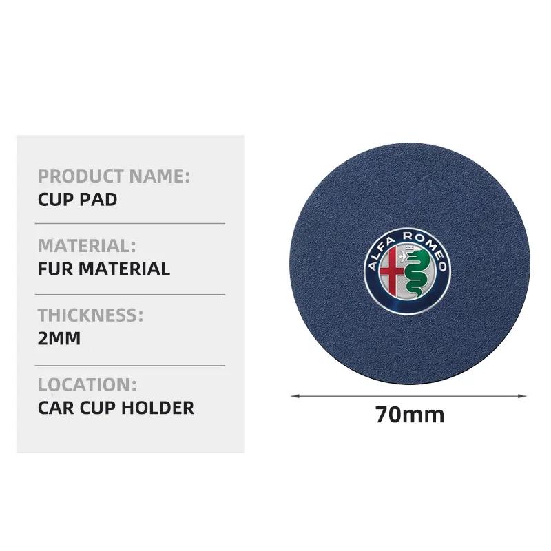 Car Stickers For Alfa Romeo 2pcs Suede Car Coaster Water Cup Drink Holder Anti-Slip Pad For Alfa Romeo Giulia Stelvio Giulietta zxb894