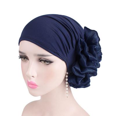 Moda Mulheres Flor Grande Hijab Touca Lenço de Cabeça Elástico Muçulmano Turbante Acessórios de Cabelo para Senhoras Chapéu para Quimioterapia