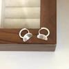 Su Chuang S925 Sterling Silver Brushed Oval Arc Earrings - Minimalist Korean Design