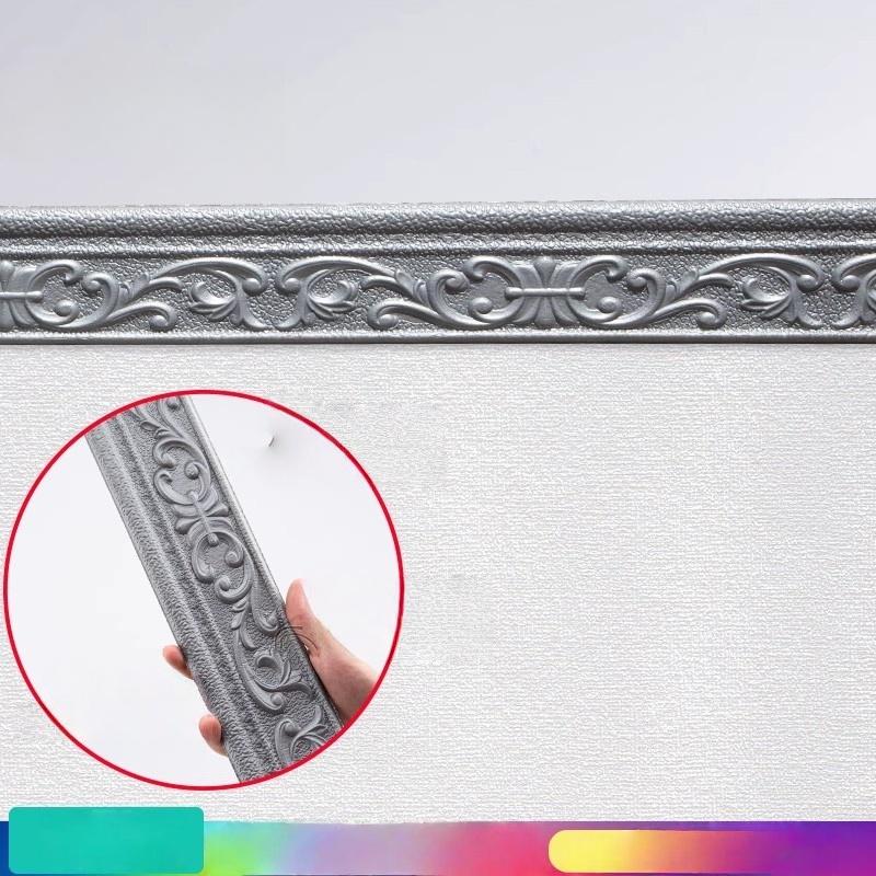 1pc Self Adhesive Flexible Foam Molding Trim,Wallpaper Border 3D Sticky Decorative Wall Lines,Peel and Stick Wall Baseboard Trim