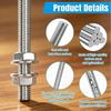 M8 Threaded Rods 300mm with 12 Nuts (6pcs) Galvanized Steel