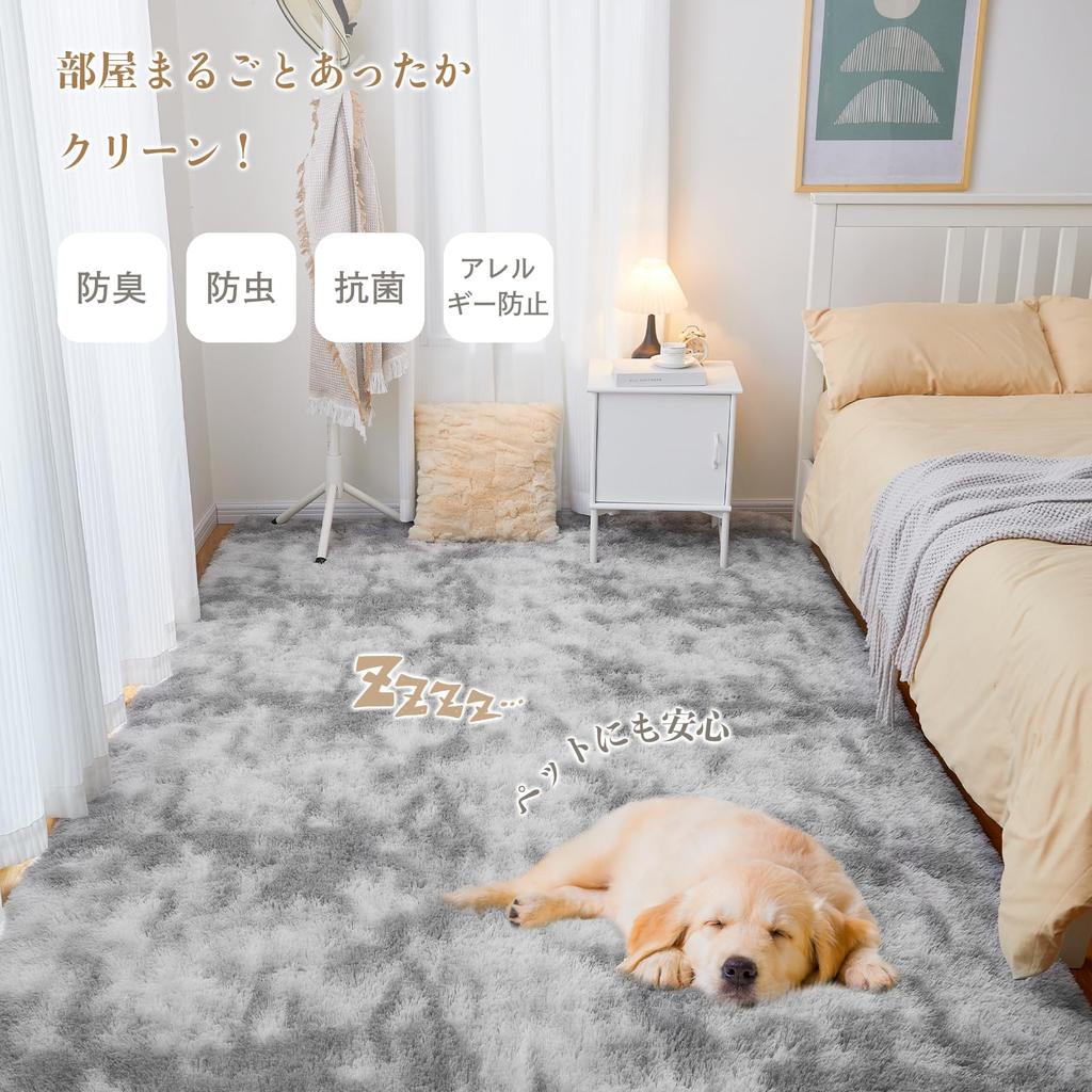 Bestome Carpet Rug Soft To the Fits Approximately Tatami Light Gray Mat, 200x300cm, Non-Slip, Washable, Antibacterial, Touch, Soundproofing,