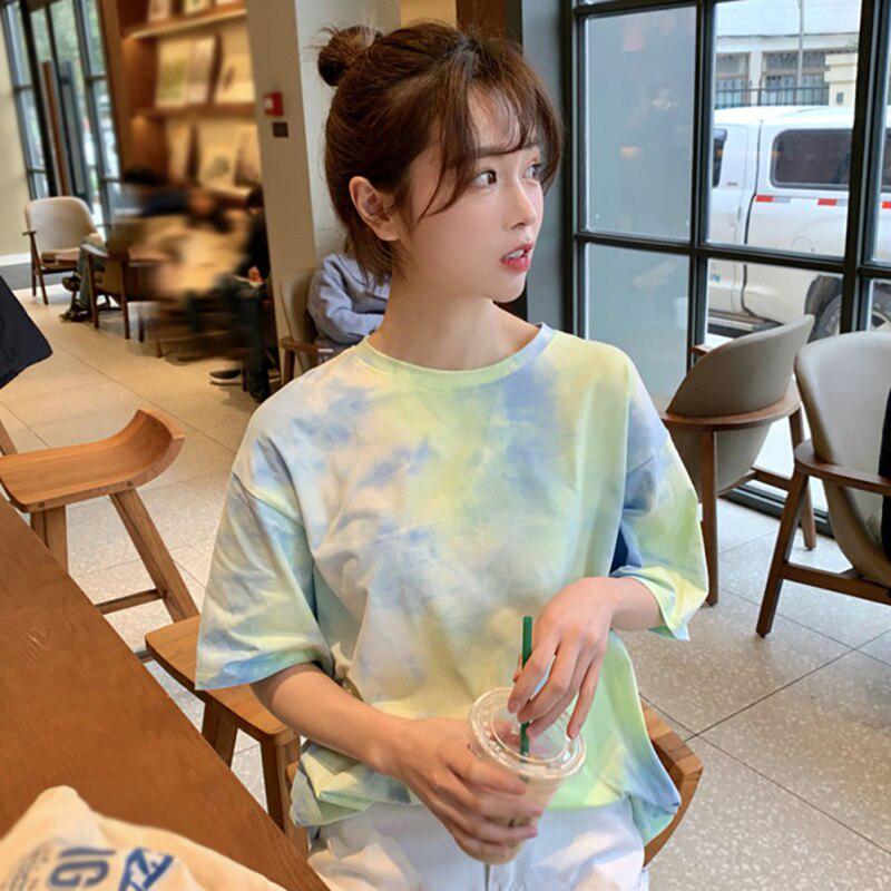 woman Tie Dye Harajuku Funny Tshirt Summer ladies Japan Streetwear Hip Hop Tees Shirts Korean Tops fashion T-shirt