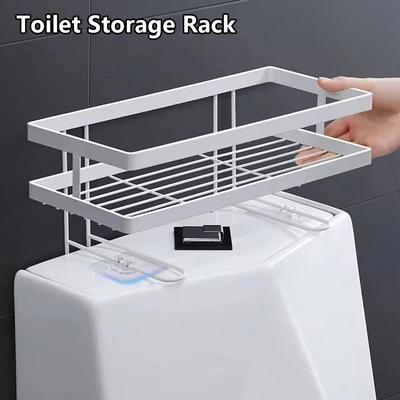 1 pièce Étagère de rangement pour toilettes sans perçage Étagère multifonctionnelle pour salle de bain