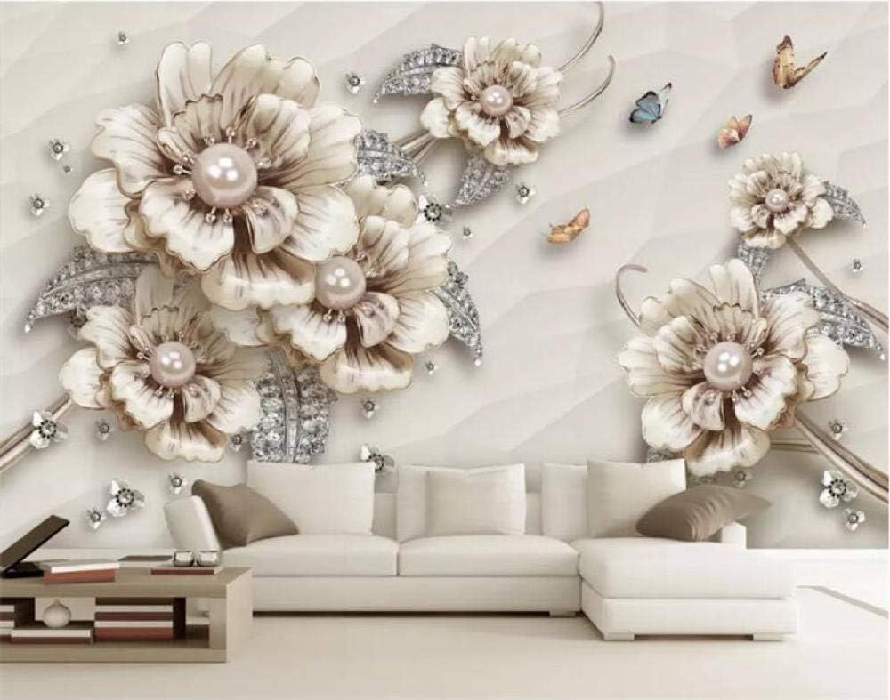 Tapete 3D Juwelenblume Wandbild, Wohnzimmer TV Sofa Heimdeko Tapete