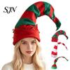 Christmas Gift for Friends Elf Pointed Hat, Striped Hat with Pompom or Bells, Cosplay Adults, Holiday Party Costume Accessories