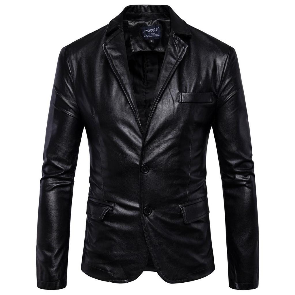 Men's Plus Size Spring/Autumn 2019 Motorcycle Leather Jacket B011