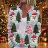 Women's Christmas Print Long Sleeve Knit Cardigan Button Front Sweater