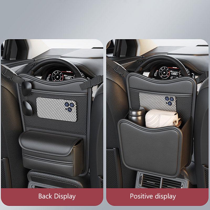 Quality Leather Car Organizer Seatback Storage Bag Cup Holder/Double Side Multi-pocket Auto Middle Seat Hanging Bag Tissue