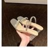 Summer 2025 Korean Fairy Square Toe Rhinestone Strap Transparent Chunky Heel Sandals for Women
