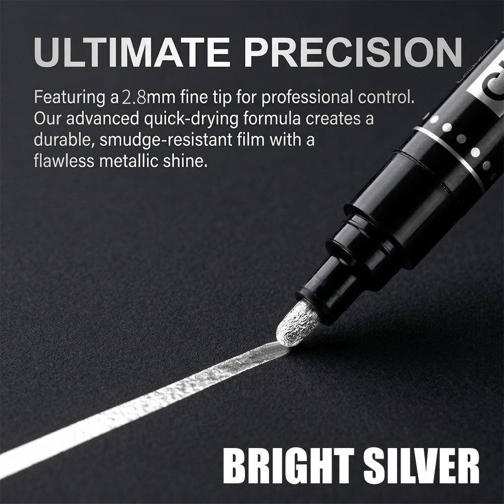 Chrome Markers Mirror Effect Paint Pen 2.8Mm Medium Tip Waterproof Liquid Chrome Marker For Plastic Metal Glass Wood Car Model