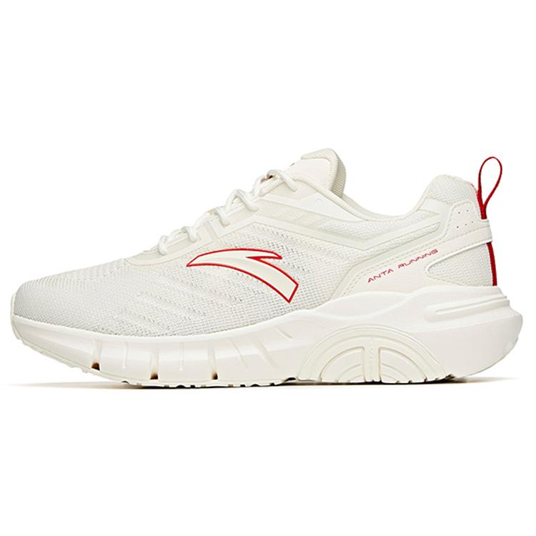 New Anta Running Collection Cushioning Anti Slip Wear Resistant Breathability Low Top Running Shoes Men's White Red 912125512-1