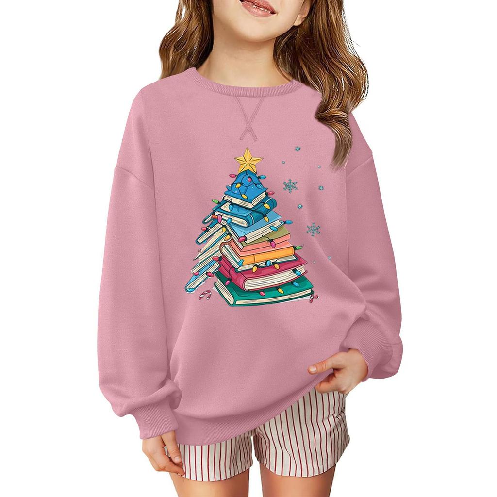 Children's Fashionable Casual Long-sleeved Loose Christmas Print Pullover Sweatshirt