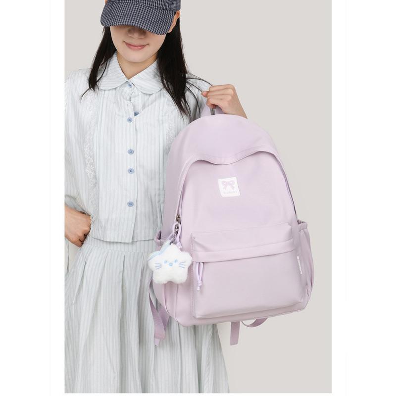 Schoolbag female ins cute junior high school students large capacity campus backpack for primary and secondary school students solid color fresh