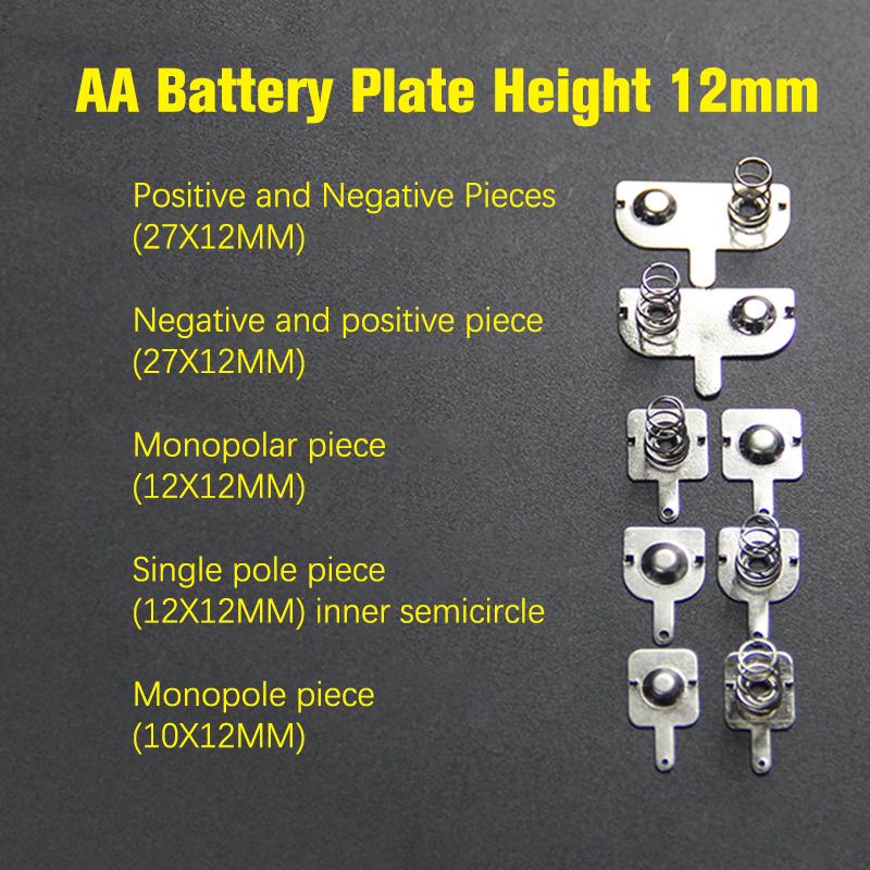 10Pcs Spring Sheet12*10/12Mm Contact Sheet Aa Battery Box Positive And Negative Sheets 0.3Mm Iron+Nickel Plating Aa Battery Spring