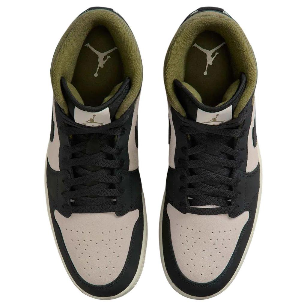 Pánské tenisky Air Jordan 1 Mid Off Noir Medium Olive Černé Světle-ořechově-hnědé HV4091-102