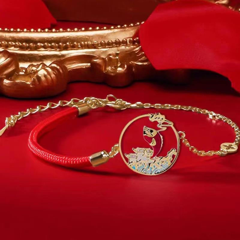 Gezeiten Kois Armband: Festliches rotes Seildesign für Frauen, Paare & Studenten – Ein Glücksbringer-Geschenk