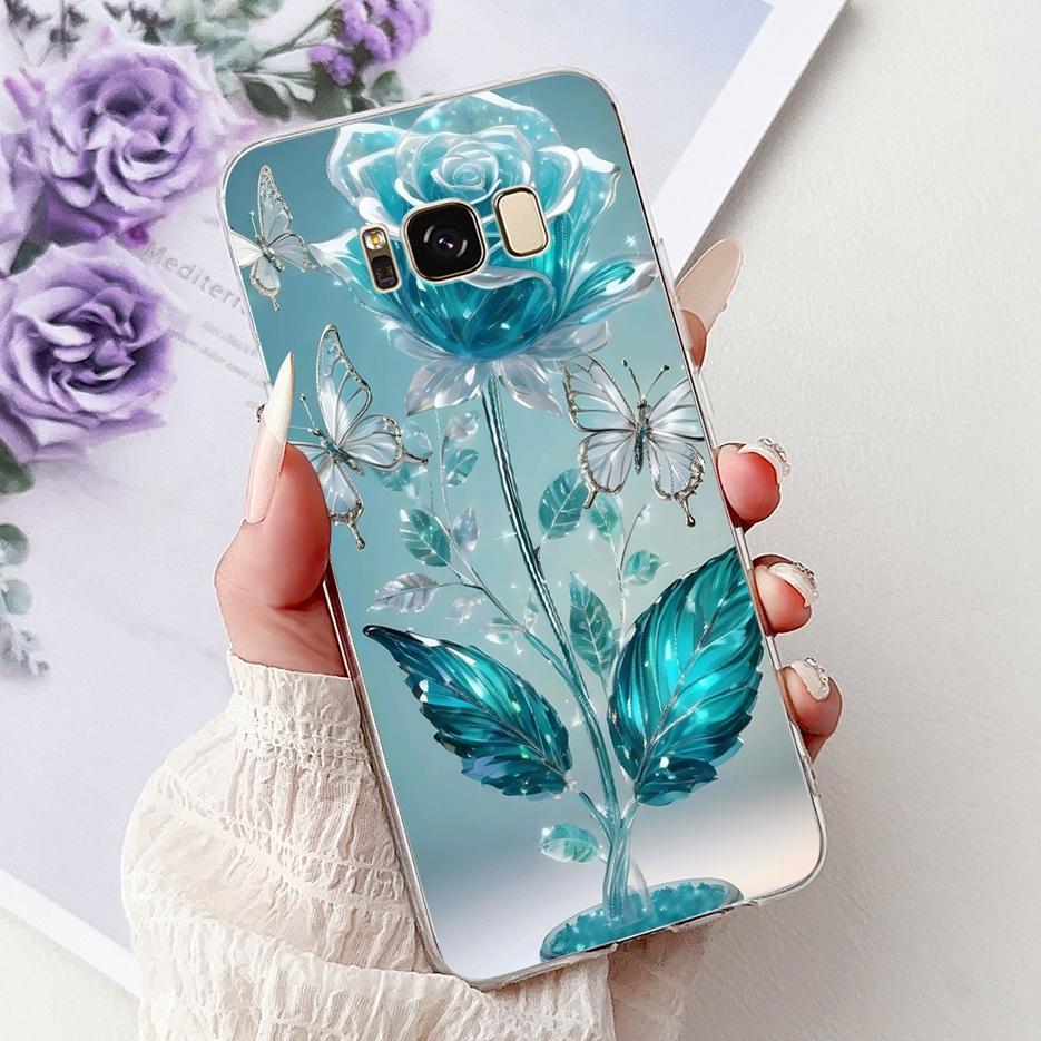 For Samsung Galaxy S8 Plus Case SM-G955F Luxury Flowers Painted Cover Soft Slim Phone Case For Samsung S8 S8+ GalaxyS8 Plus Bags