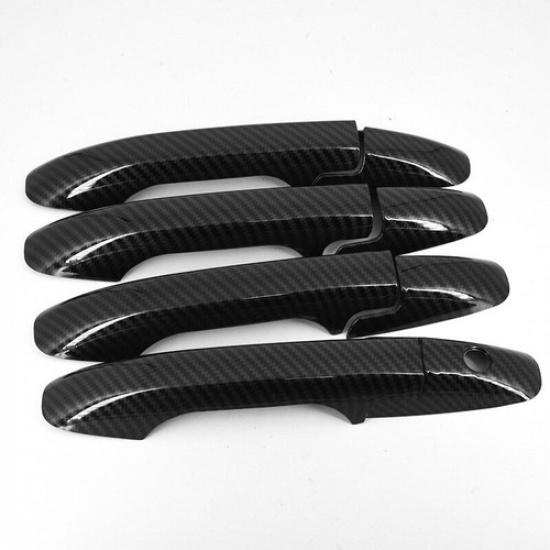 Carbon Fiber Style Door Handle Frame Panel Cover Trim For Honda City 2008-2013