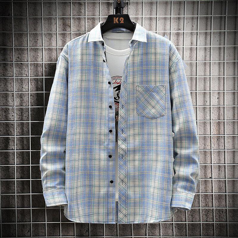 Four-season Plaid Shirt Loose Plaid Shirt American Retro Daily Versatile Shirt Jacket