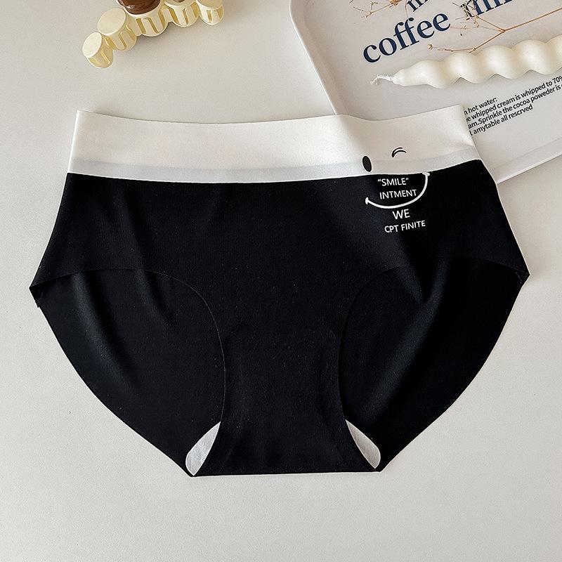 

Нижнее белье со смайликами, женские удобные дышащие трусики, бесшовные трусы со средней талией для девочек L