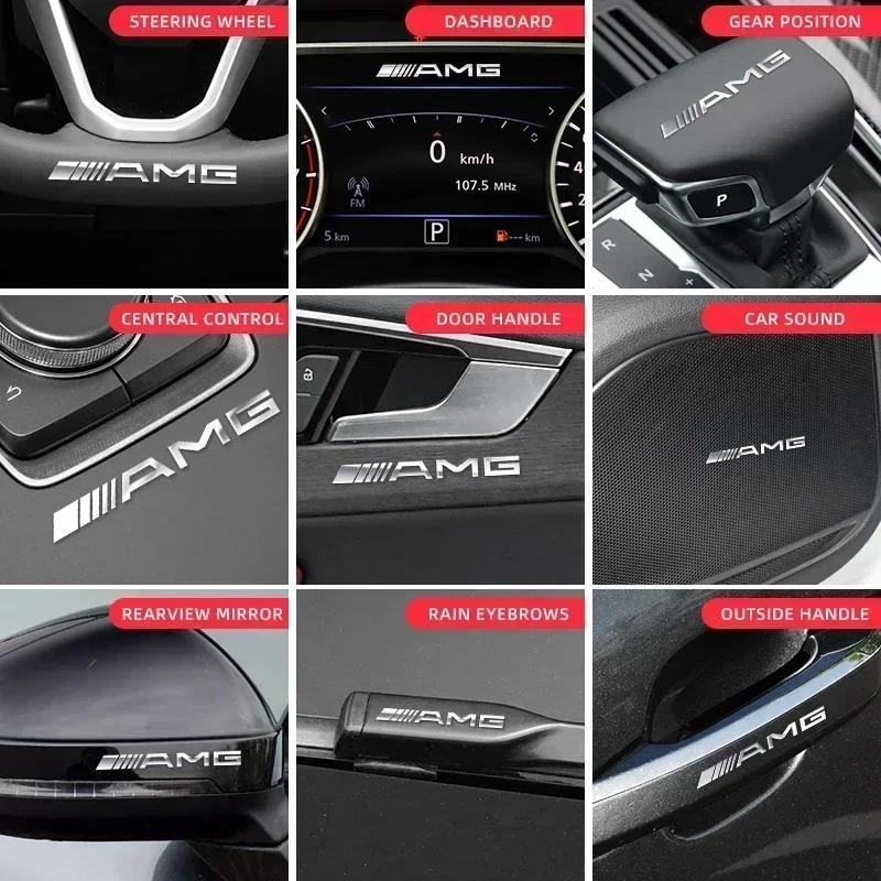 2/5/10pcs Car Logo 3D Metal Stickers Decorative Accessories For Mercedes Benz A B C S Class AMG GLA CLA GLC W176 W221 W204 W205