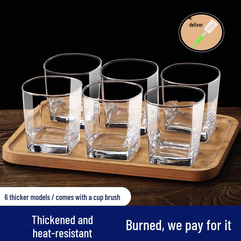 ZISIZ 6-Pack Thickened Heat-Resistant Glass Cups
