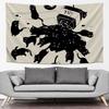 Cute Black Cat Tapestry Minimalist Sketch Style Wall Hanging Bedroom Living Room Boho Aesthetic Wall Decor Home