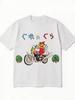 2026 Cartoon Animal Motorcycle Graphic Tshirt Vintage Comic Style Front Print Casual Loose Short Sleeve Tee For Adults Teens