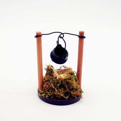 Diy Dollhouse Toy Miniature Outdoor Garden Scene Lightable Hanging Stove Fire Pile Model Kitchen Firewood Pile Kids Pretend Toys