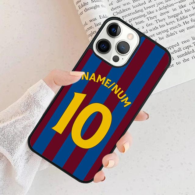 Personalised Football Name Number Phone Case Cover For iPhone 17 Air 15 16e 11 13 14 Pro Max 12 Plus Max Fundas