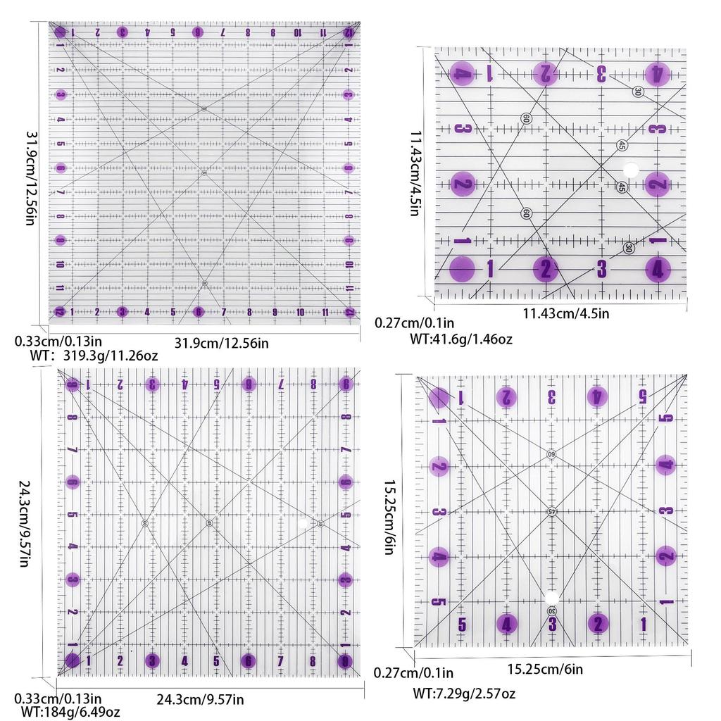 Acrylic Irregular 90° Sewing and Patchwork Ruler for Fabric Cutting