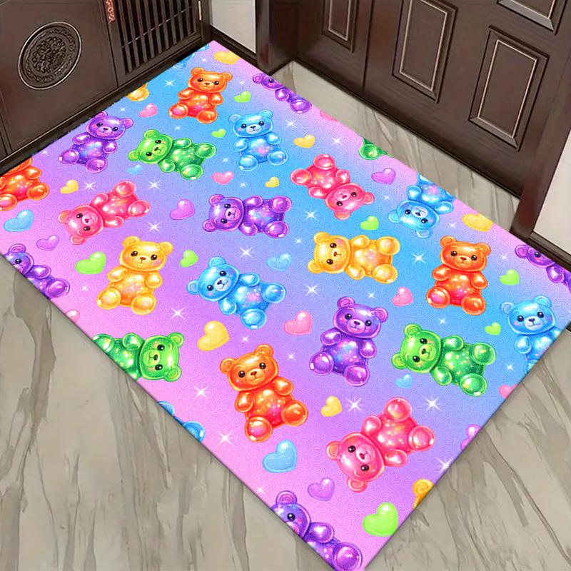 Rainbow Gummy Bear Carpet Rug for Living Room Bedroom Home Sofa Decoration,Kids play Non-slip Floor Mat