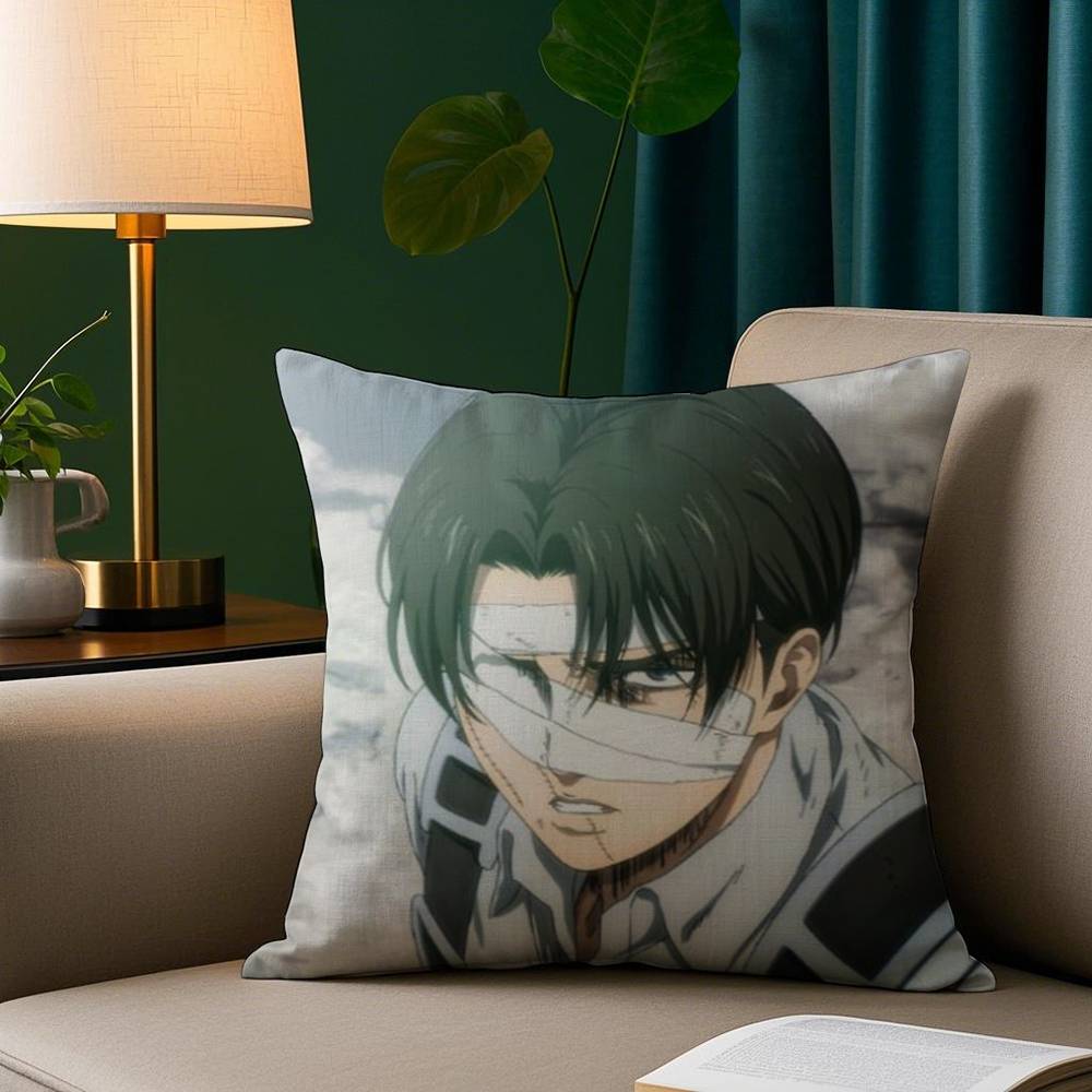 Levi Ackerman Attack On Titan Kissenbezug Gemütlicher Plüsch-Kissenbezug Beidseitig bedruckt – Wohngeschenk für Schlafzimmerdeko