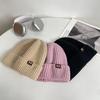 Simple Outdoor Labeling Knitted Hat for Men Autumn and Winter Warm Ear Protection Pullover Hat Versatile Cycling Wool Hat for Women