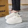 CRLAYDK Klassische Damen-Plateau-Sneakers Lässig Skateboard Walking Low Top Schuhe Damen PU-Leder Weiß Höhenerhöhung Tennis