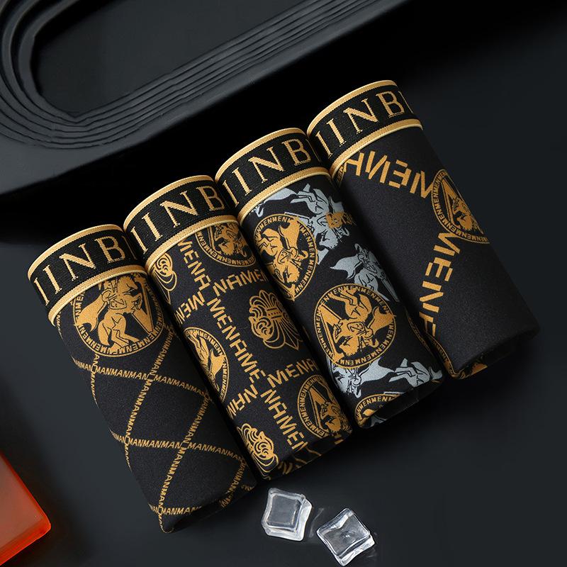 TEMU Xiyin Men's European & American Style Printed Boxer Shorts
