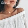 eManco Women's Peach Heart Necklace Gold Color Chain Stainless Steel Pendant Around the Neck Bohemian Chocker Jewelry