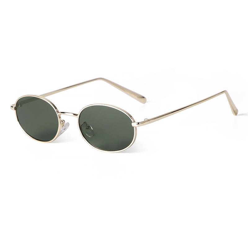 Trendy Retro Metal Oval Sunglasses for Women Men Brand Designer 90s Fashion Vintage Round Sun Glasses Classic Green Shades S9535
