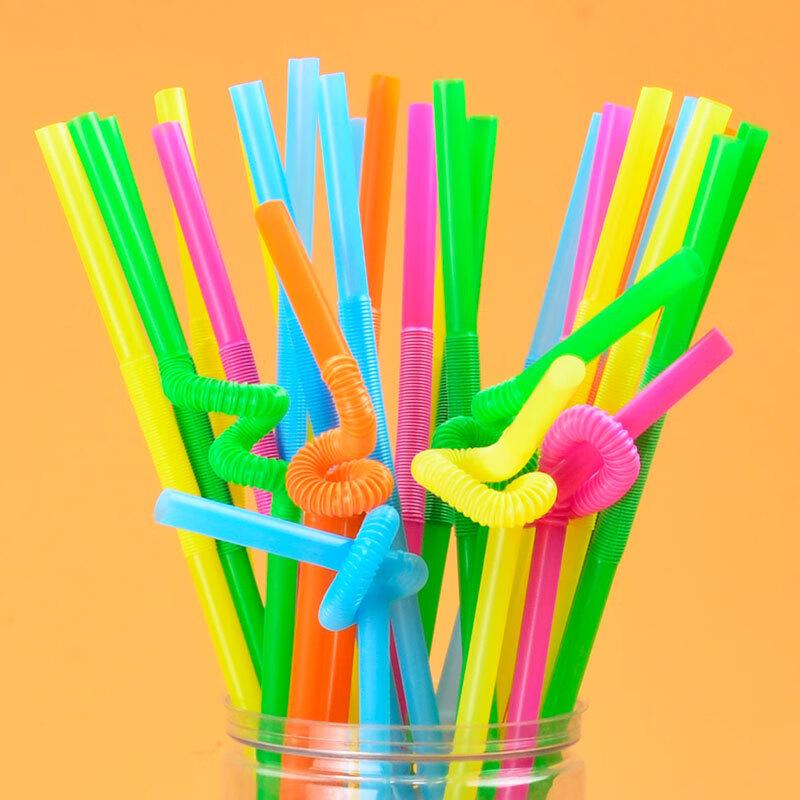 WS Disposable Colored Bent Drinking Straws, 5000-Count