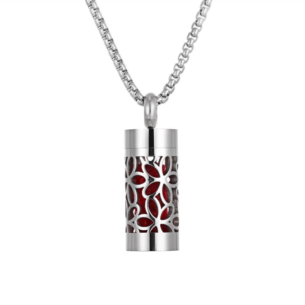 Colar Difusor de Aromaterapia de Aço Inoxidável Medalhão Colar de Perfume Presente de Dia dos Namorados
