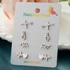 4Pairs/Lot Fashion Stainless Steel Star Moon Stud Earrings Sets for Women Small Flower Porker Dog Earings Jewelry Gift