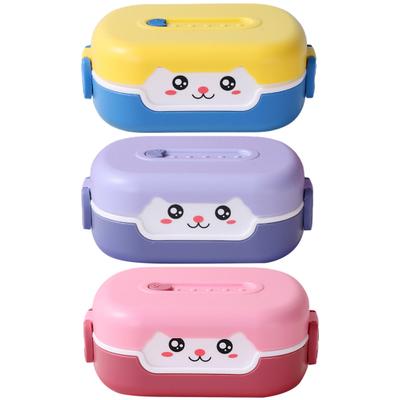 Lunch Box Durable Cartoon Design Bento Box Leak-Proof Double-layer Insulation Food Container for Kids Adults