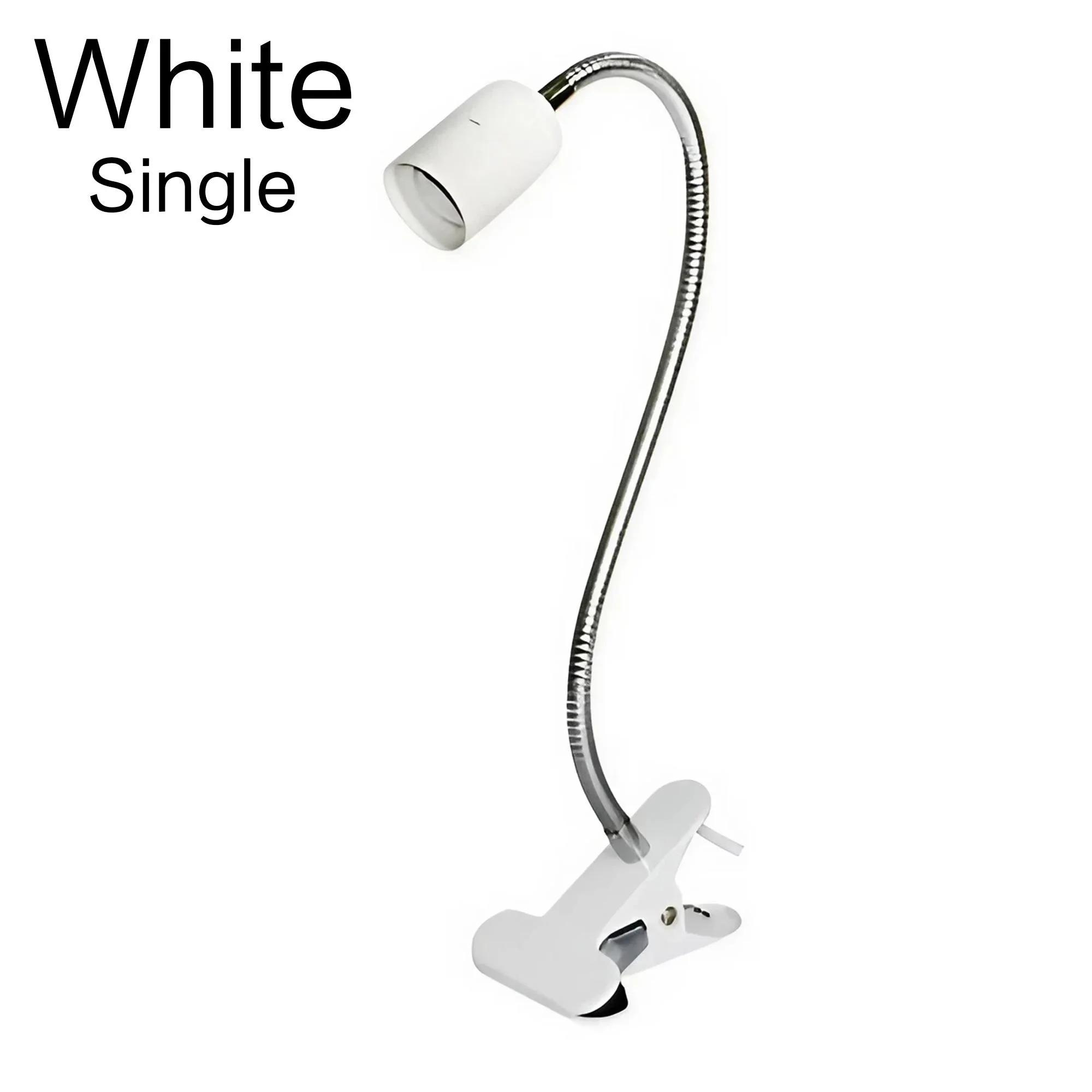 

E27 360 Degree Flexible Gooseneck Clip Cable Bench Lamp Holder with Household Power Switch EU US Plug US Plug білий