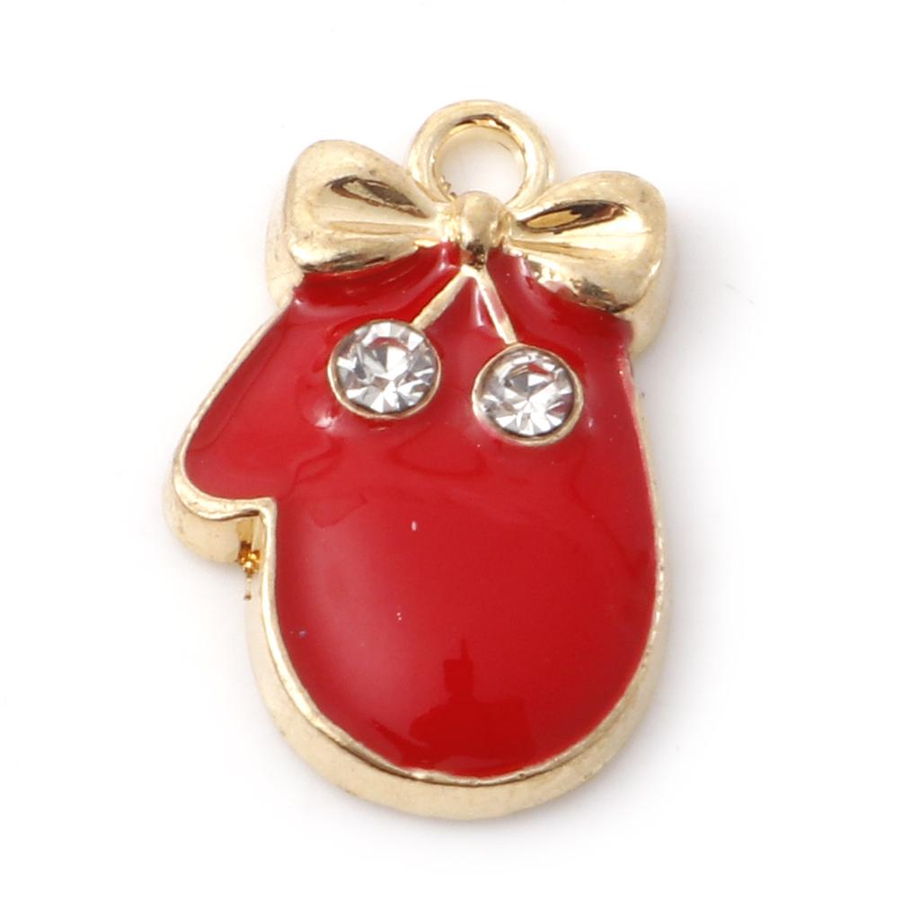 10 PCs Cartoon Christmas Charms Enamel Snowman Santa Claus Gold Color Metal Pendants For DIY Making Necklace Jewelry Findings