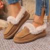 Women's Retro Fuzzy Round-Toe Cotton Shoes - Fleece-Lined, Thickly Padded, Flat Sole. Stylish, Versatile & Cozy Winter Footwear, Ideal for Wholesale