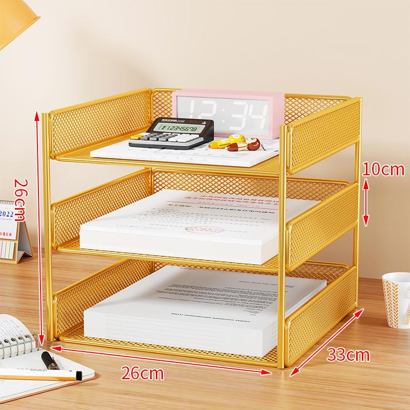 Multi-Layer Metal Desktop File Rack and Document Holder