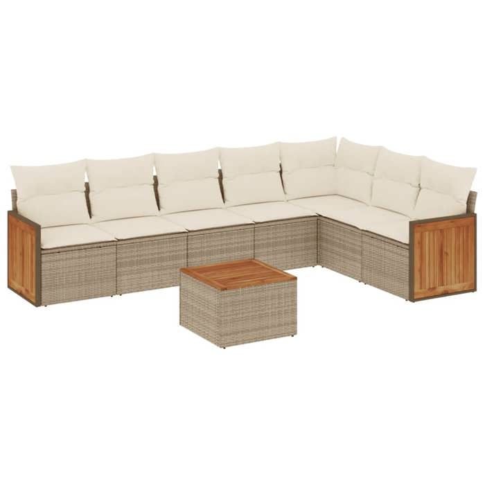 VidaXL Salon de Jardin avec Coussins 8 pcs, Canapés de Terrasse, Ensemble de Meubles de Patio, Mobilier d'Extérieur, Beige 3227717