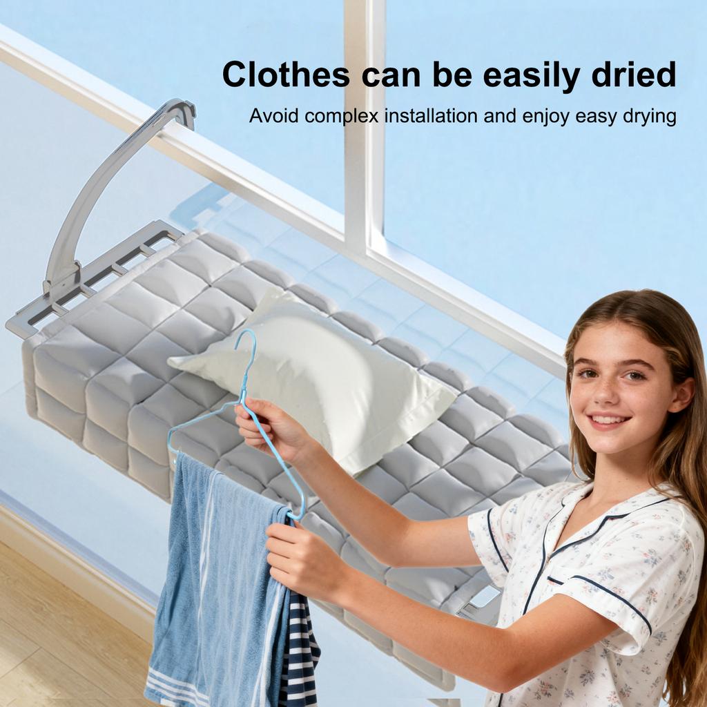 Travel Clothes Drying Rack with Sock Clips Large Retractable Towel Rack Foldable Hanging Airer for Home Balcony Railings Windows