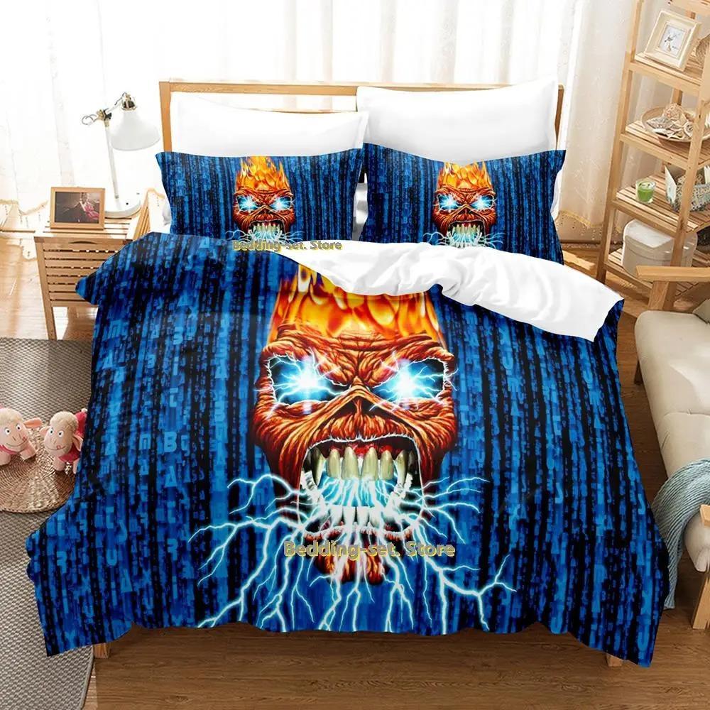 New Hip Hop Maiden Heavy Metal Bedding Set Cartoon Anime Three-piece Set Adult Kid Bedroom Duvetcover Sets Queen Bedding Set